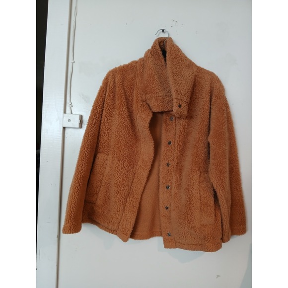 Billabong Jackets & Blazers - Billabong Sherpa Fleece Jacket Collar Button Front Tan Brown Women M